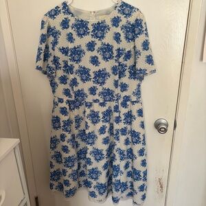ModCloth Floral Blue and White Dress